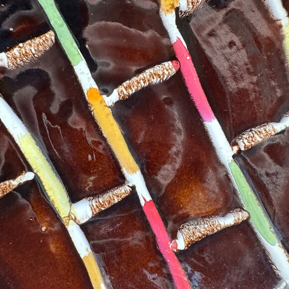 Vintage Bowl Metal Caddy Western Germany Mid Century Modern Decorative Serving - Picture 7 of 10